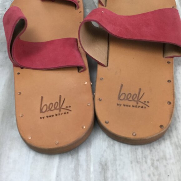 Beek Finch Leather Pink Toe Ring Sandal 9 - Picture 7 of 12